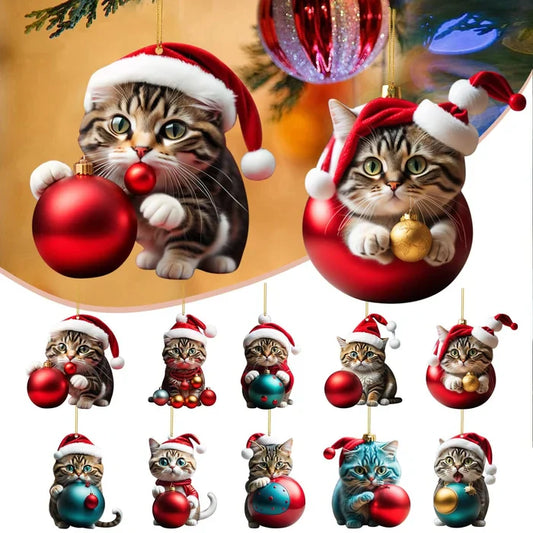 🔥🐈【Kupi 10, dobij 10 besplatno】🎄10 komada😻Ukrasi za božićno drvce Kitty. viseći pribor za mačke 